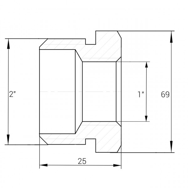 Футорка никелированная 2″НР х 1″ВР штампованная А0755А(нк) VA (000026572)