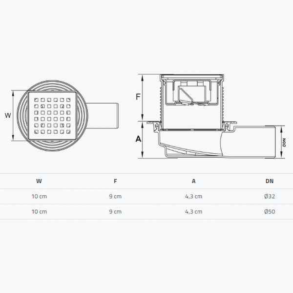 Трап душевой TILLO TM421 10х10см (000026799)