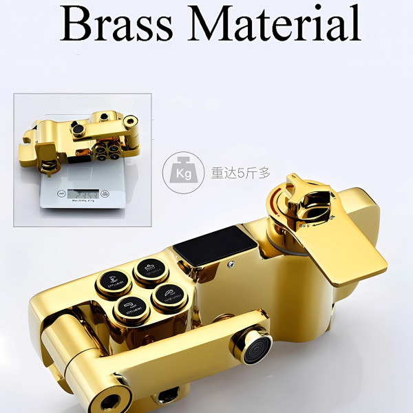 Душевая система хром золото,термостатический набор для душа-4 функции (909376022)