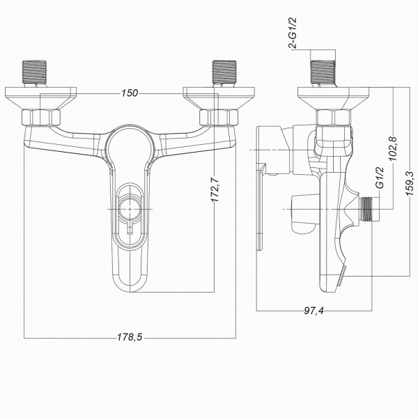 Смеситель для ванны Globus Lux Dolly GLD-0102N (000015429)