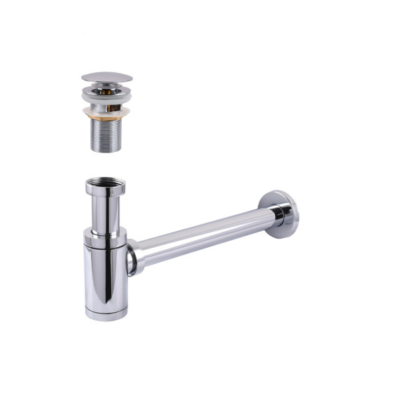 Сифон металлический с донным клапаном с переливом Globus Lux GS-32-105-03A (000030297)