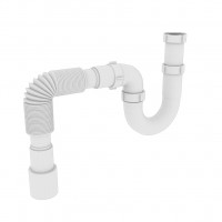 Сифон OPTIMUM 1 1/2″*40 для умив. та мийки без випуску прямоточний з гофротрубою 40*40/50 OPTI-10043 (000031804)