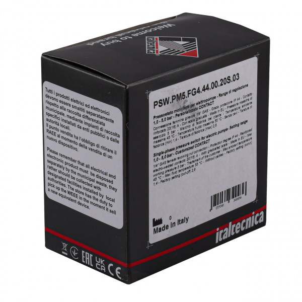 Реле тиску Italtecnica PM-5 G-14R20SG прозорий корпус. 20А (000031947)