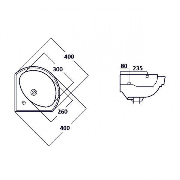 УМЫВАЛЬНИК КУТОВИЙ 40 CORNER WB-CO-40 (000032021)