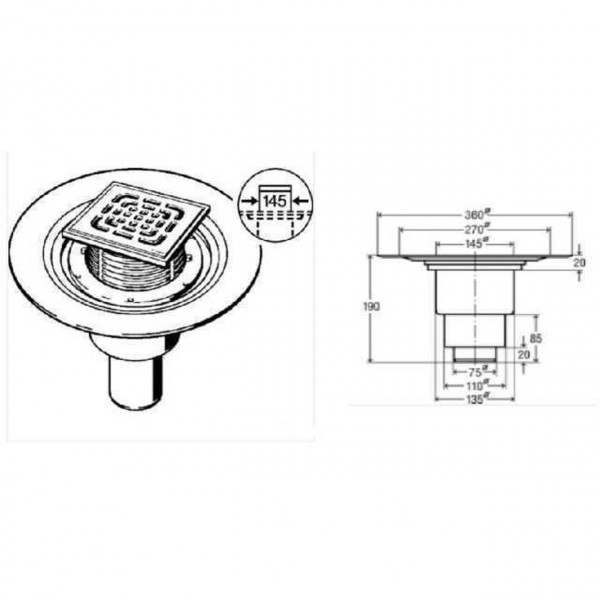 Трап VIEGA ф100 нерж.решетка 150*150 с сифоном 557201 (284848) (000000561)