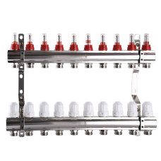 Коллектор с расходомерами, регуляторами и креплением ECO 001D 1″x10 (000013463)