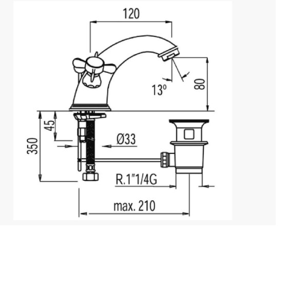Змішувач для біде RETRO-5291200161-TRES (Spain) з автоклапаном БРОНЗА (000010010)