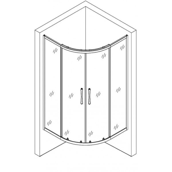 Душевая кабина BRAVO WKRA N90FS 88–90×88–90×160 см полукруглая, сатиновый профиль, фактурное стекло, без поддона (000031052)