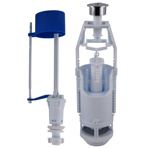 Набір для бачка унітазу OPTIMUM ниж підв пласт 1/2″ з подвійним режимом зливу і хром кнопкою OPTI 0810 (000031470)