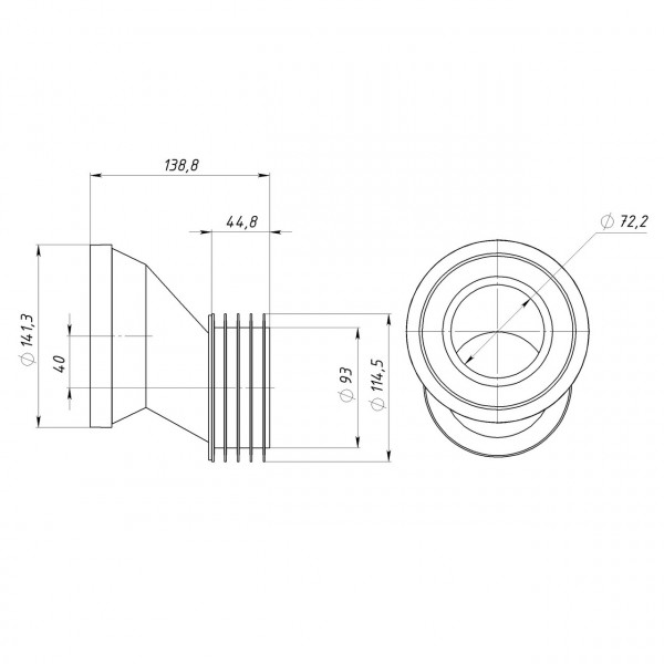 Патрубок OPTIMUM для унитаза со смещением 20 мм с уплотнителем D115 L120 мм OPTI 60115/120 (000031821)