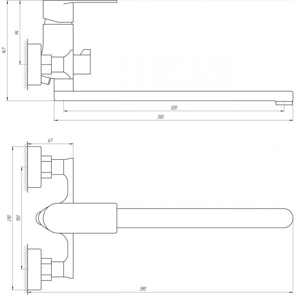Смеситель для ванны Globus Lux Niagara GLN-0208 (000018452)