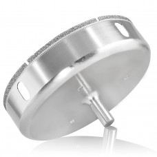 Алмазная коронка 120 мм по плитке/керамограниту/стеклу, под дрель, хвостовик 9,5 мм, с боковыми окнами (724381628)