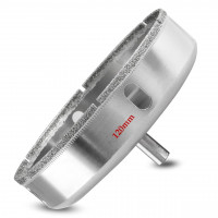 Алмазная коронка 120 мм по плитке/керамограниту/стеклу, под дрель, хвостовик 9,5 мм, с боковыми окнами (849668897)