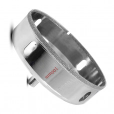 Алмазная коронка 100 мм по плитке/керамограниту/стеклу, под дрель, хвостовик 9,5 мм, с боковыми окнами (859340129)