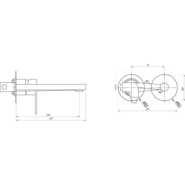 Смеситель для умывальника TOPAZ BARTS TB-07235-H36 встроенный в стену, cartridge D35 (000031401)