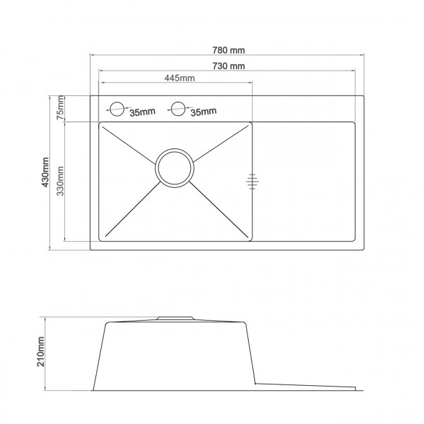 Мийка кухонна 3mm 780х430 Графіт 7843HG Mira (000032100)