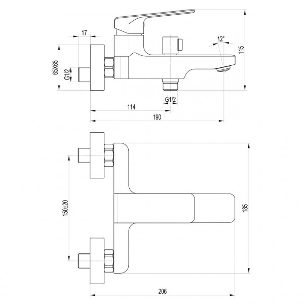 Смеситель для ванны TOPAZ ODISS TO 18101-H52-WW (000022537)