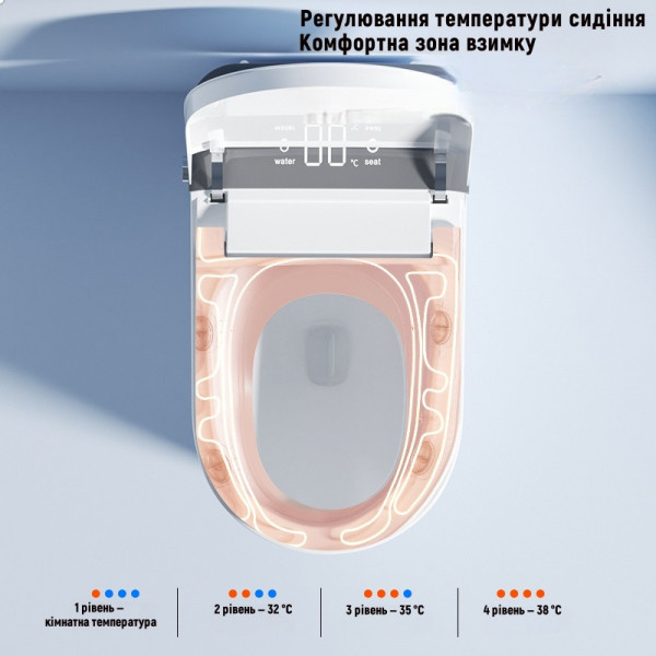 Смарт-унітаз Homony H867C (Top version) P-trap 685×390×480 білий,вбудований бак (265310219)