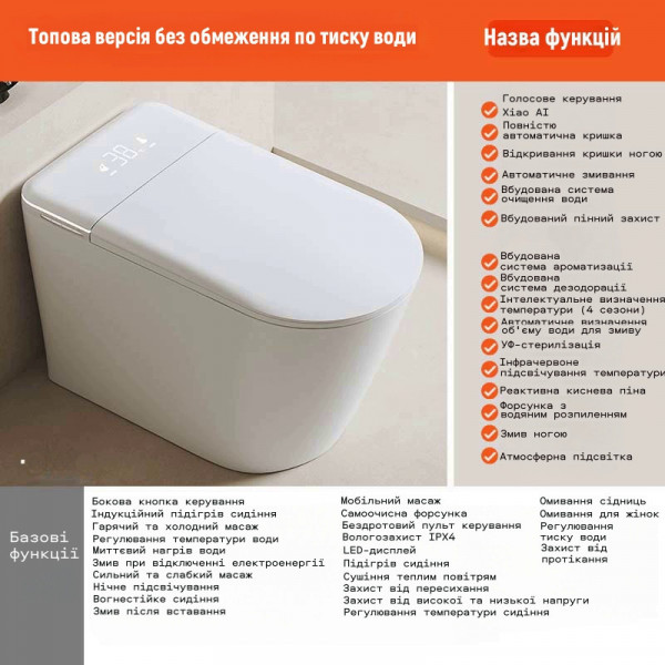 Смарт-унітаз Homony H873C (Top version) P-trap 700×390×440 білий,вбудований бак (763313023)