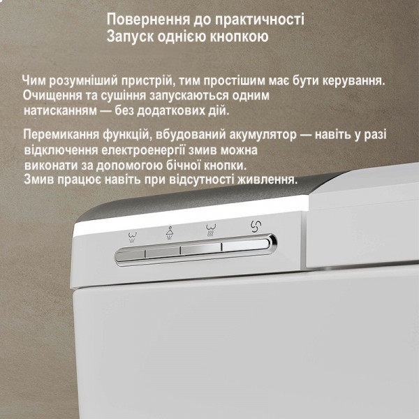 Смарт-унітаз Homony H873C (Top version) P-trap 700×390×440 білий,вбудований бак (763313023)