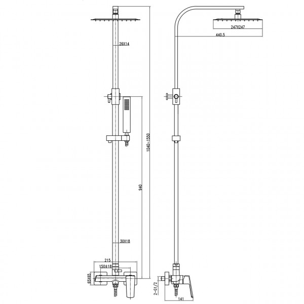 Душевая система TOPAZ LEXI TL 21105-H57-BL (000031703)