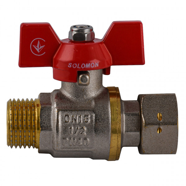 Кран кульовий прямий з накидною гайкою SOLOMON 1/2″ ЗВ PN40 (V5002-S) (000031953)