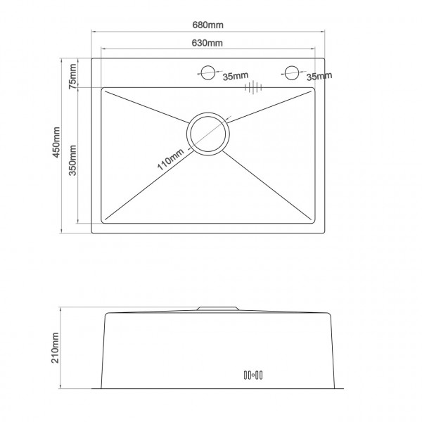 Мийка кухонна 3mm 680х450 Графіт 6845HG Mira (000032098)