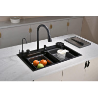 Кухонна мийка водоспад Willda чорна / Nano Black 68x46x22 см (522080823)