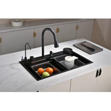 Кухонна мийка водоспад Willda чорна / Nano Black 68x46x22 см (522080823)