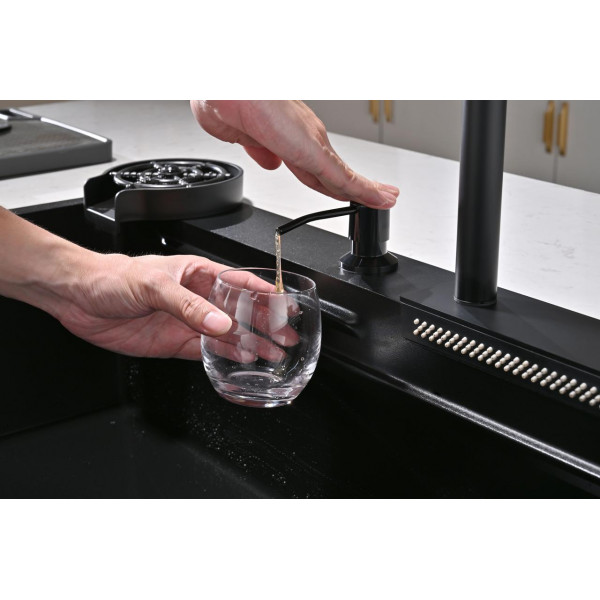 Кухонна мийка водоспад Willda чорна / Nano Black 68x46x22 см (522080823)