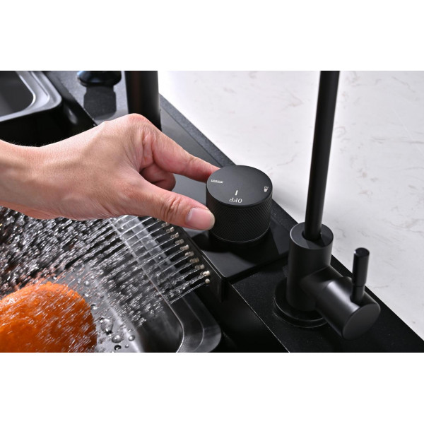 Кухонна мийка водоспад Willda чорна / Nano Black 68x46x22 см (522080823)