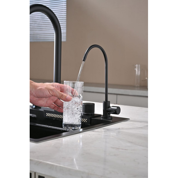 Кухонна мийка водоспад Willda чорна / Nano Black 68x46x22 см (522080823)