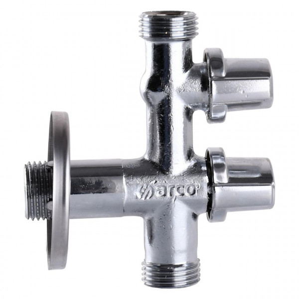 Кран кульовий кутовий подвійний ARCO 1/2″х1/2″х1/2″ COMB15MAC (000019853)