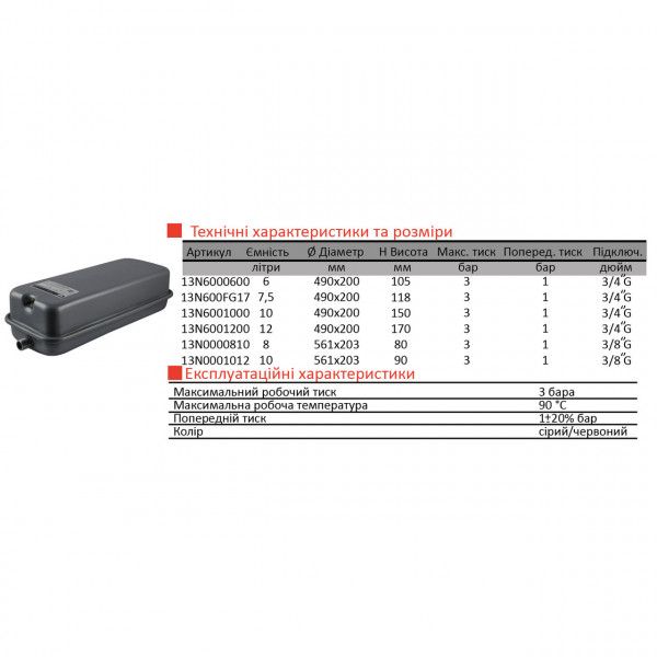 Бак Zilmet oem-pro для монтажа в котлы Арт. 537 7.5л 3/4″ 3bar прямоугольный ( 13N600FG07 ) (000006112)