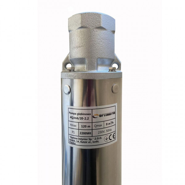 Насос свердловиний з підвищеною стійкістю до піску OPTIMA PM 4QJm6/20 2,2 кВт 124м + 2 м кабель (000017634)