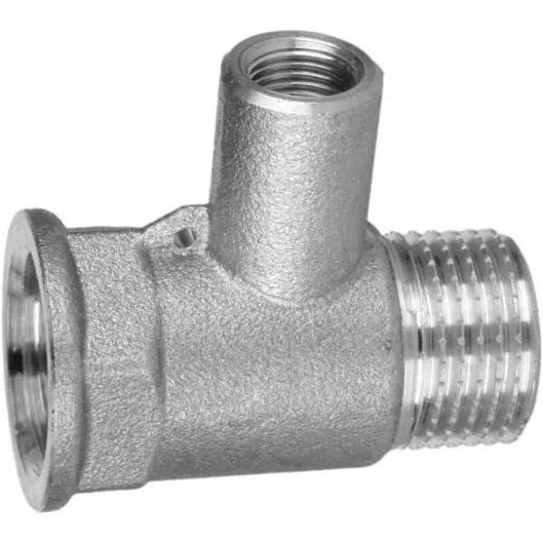 Тройник для датчика температуры никелированный 1/2″ВР х М10 х 1/2″НР штампованный усил.А0202А(нк) VA (000027737)