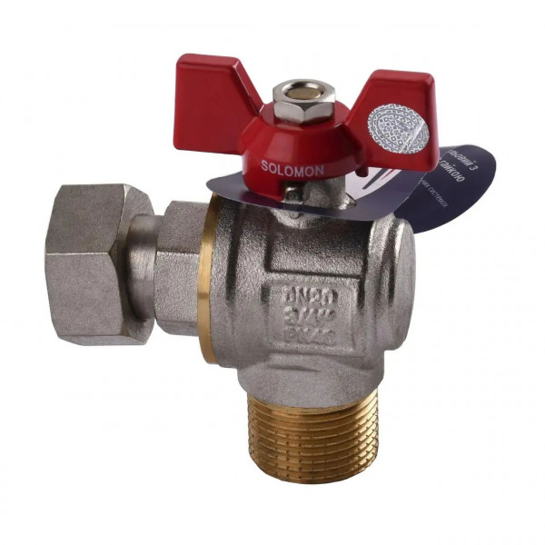 Кран шаровый угловой с накидной гайкой SOLOMON 3/4″ НВ PN40 160402 (000012107)