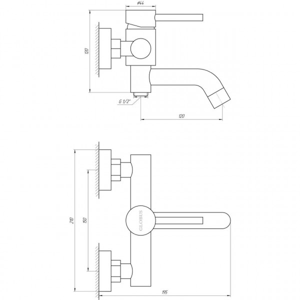 Змішувач для ванни Globus Lux ALPEN SBT1-102L (000017529)