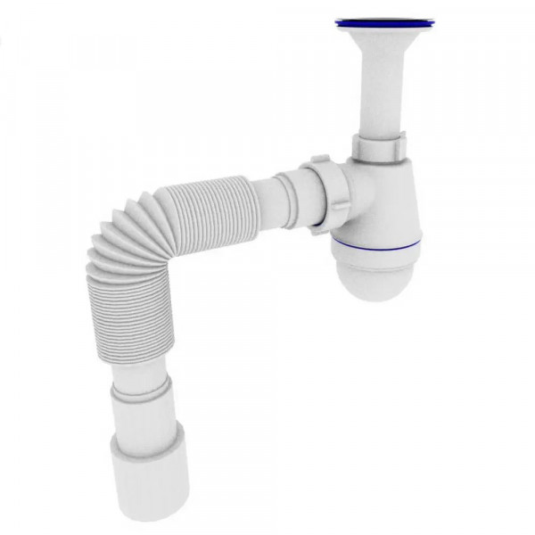 Сифон OPTIMUM 11/4″*40 c литым выпуском, с гофротрубой 40*40/50 OPTI-12043 (000029631)