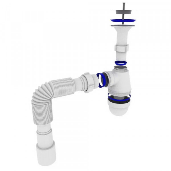 Сифон OPTIMUM 11/4″*40 c литым выпуском, с гофротрубой 40*40/50 OPTI-12043 (000029631)