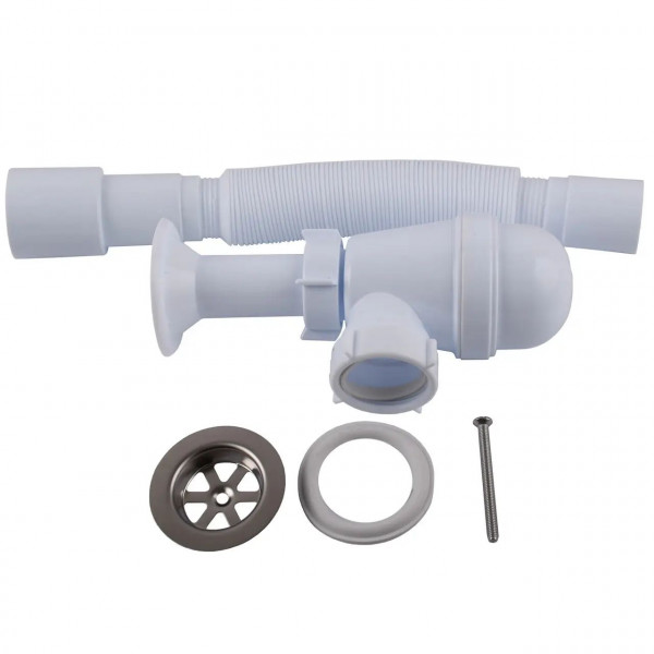 Сифон OPTIMUM 11/4″*40 c литым выпуском, с гофротрубой 40*40/50 OPTI-12043 (000029631)