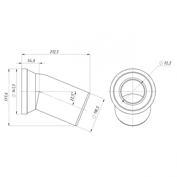 Колено OPTIMUM для унитаза 22,5 ° D110 пластик OPTI 21410/222 (000031818)