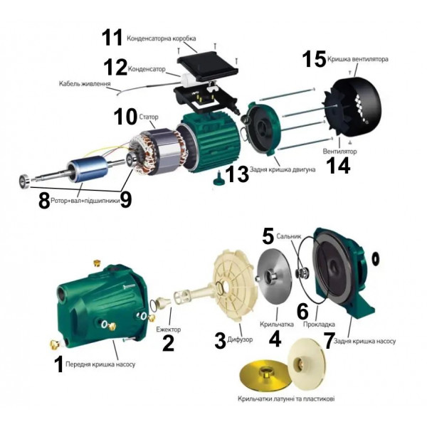 Насос центробежный VOLKS pumpe JY100A 1,1кВт чугун длинный (000010073)