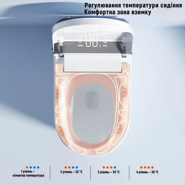 Смарт-унітаз Homony H867C (Top version) P-trap 685×390×480 білий,вбудований бак (265310219)