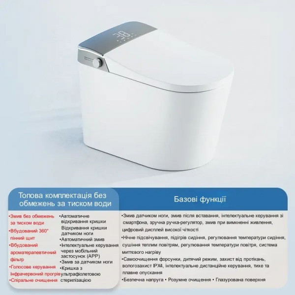 Смарт-унітаз Homony H831C (Top version) P-trap 680×425×480 білий із чорною вставкою (911106641)