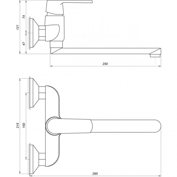 Смеситель для кухни со стены Globus Lux Laguna GLA-0104-10-BB (000022556)