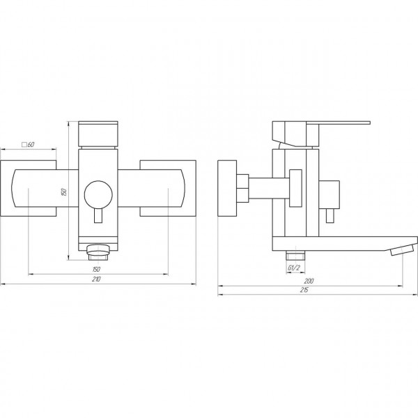 Смеситель для ванны Globus Lux Sorento SQ-102NHR (000022611)