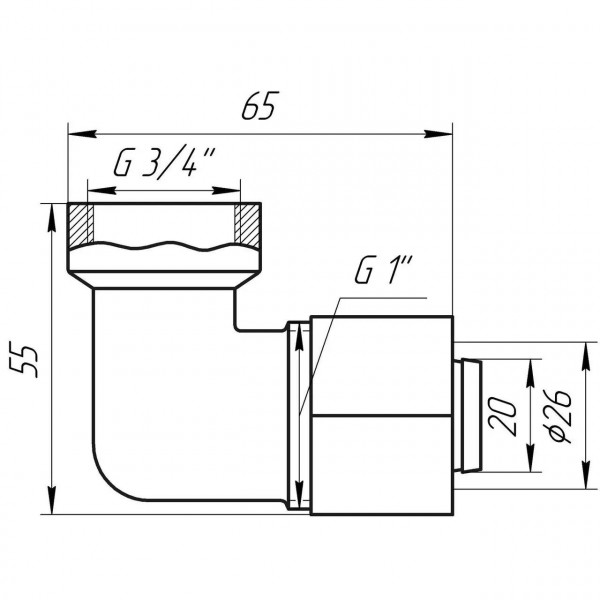 Кутник із внутрішньою різьбою APE ITALY 752 L 3/4″х26 (000000867)