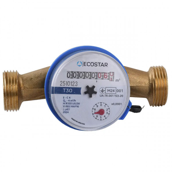 Лічильник холодної води ECOSTAR DN20 3/4″ БЕЗ ШТУЦЕРА L110 E-C 4,0 (000021864)