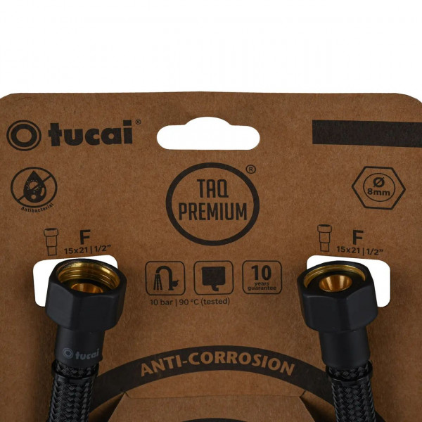 Шланг водяний TUCAI TAQ PREMIUM GRIF 1/2″x1/2″ BВ 0,3м.АНТИКОР. ACB HG-1212-300 (Чорний Мат) 209968 (000029275)